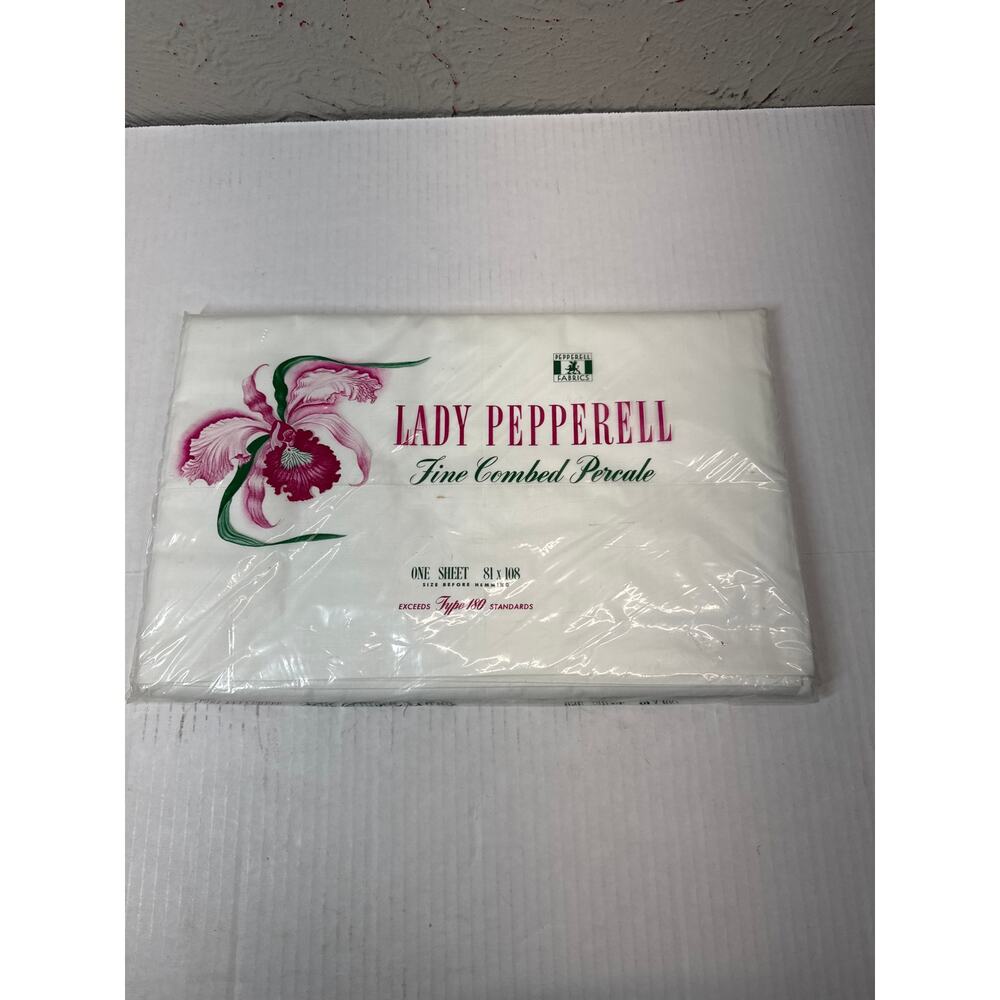 Lady Pepperell Fine Combed Percale Flat White‎ Sheet USA Made 81 x 108 Double